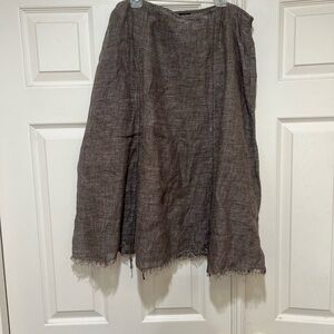 EILEEN FISHER 100% LINEN SEAMED SKIRT IN CLOVE, SZ Small Summer Costal Lagenlook
